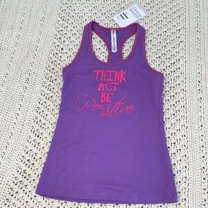 Lorna Jane Active robbed tank Purple when electric coral stitching Sz M BNWT
